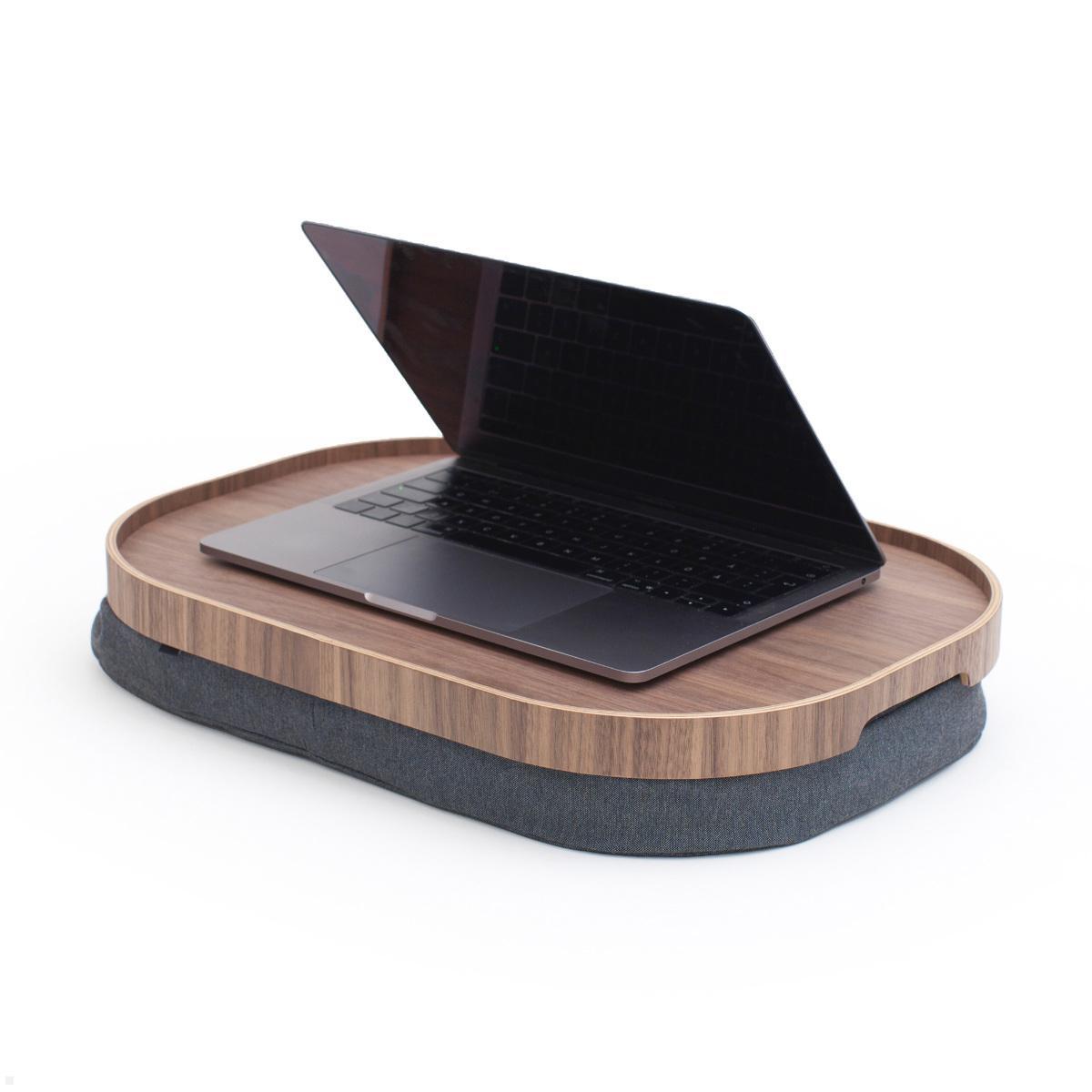 Bosign CurveLine™ Large Laptop Knietablett Laptray Rutschfest, Walnussholz, Notebookhalter