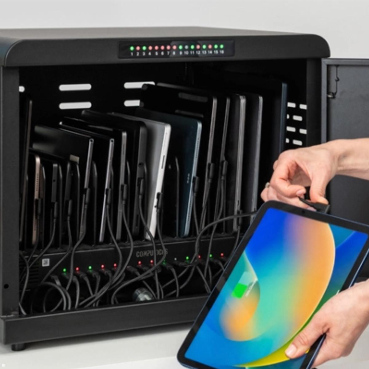 Compulocks Laptop / Tablet Ladeschrank abschließbar für 16x 15,6 Zoll Geräte, anschließen und reinlegen