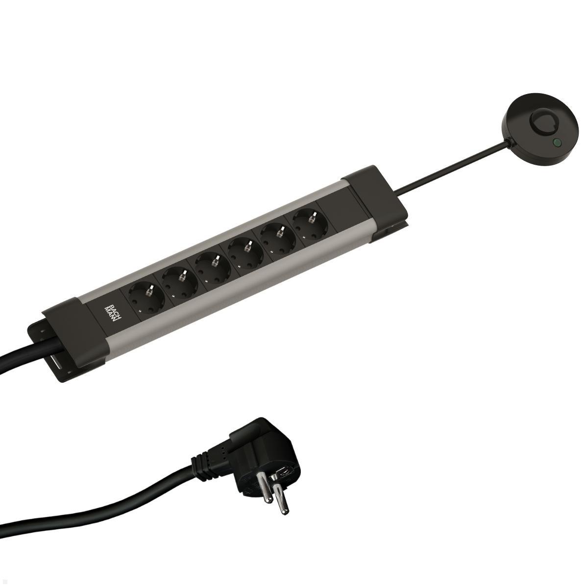 Bachmann CONNECTUS 6x Steckdose, 1x Fußtrittschalter, 2m Zuleitung (BM005907)