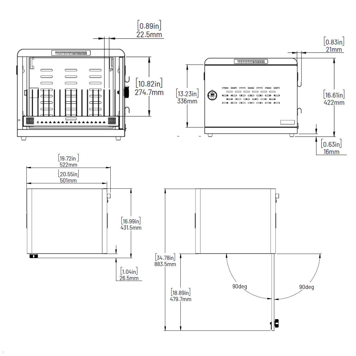 Compulocks Laptop / Tablet Ladeschrank abschließbar für 16x 15,6 Zoll Geräte, Maße