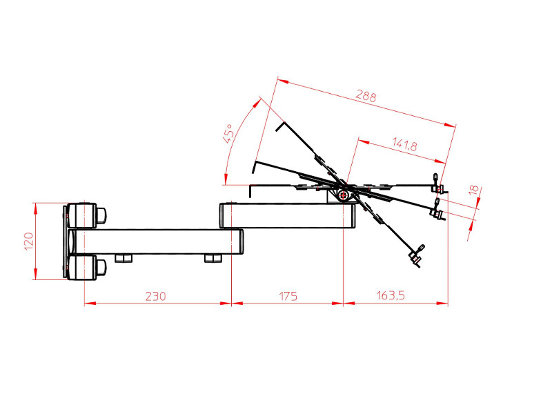 Novus TSS Wandhalterung 445 mit Notebookhalter (966+1119+000) Maße