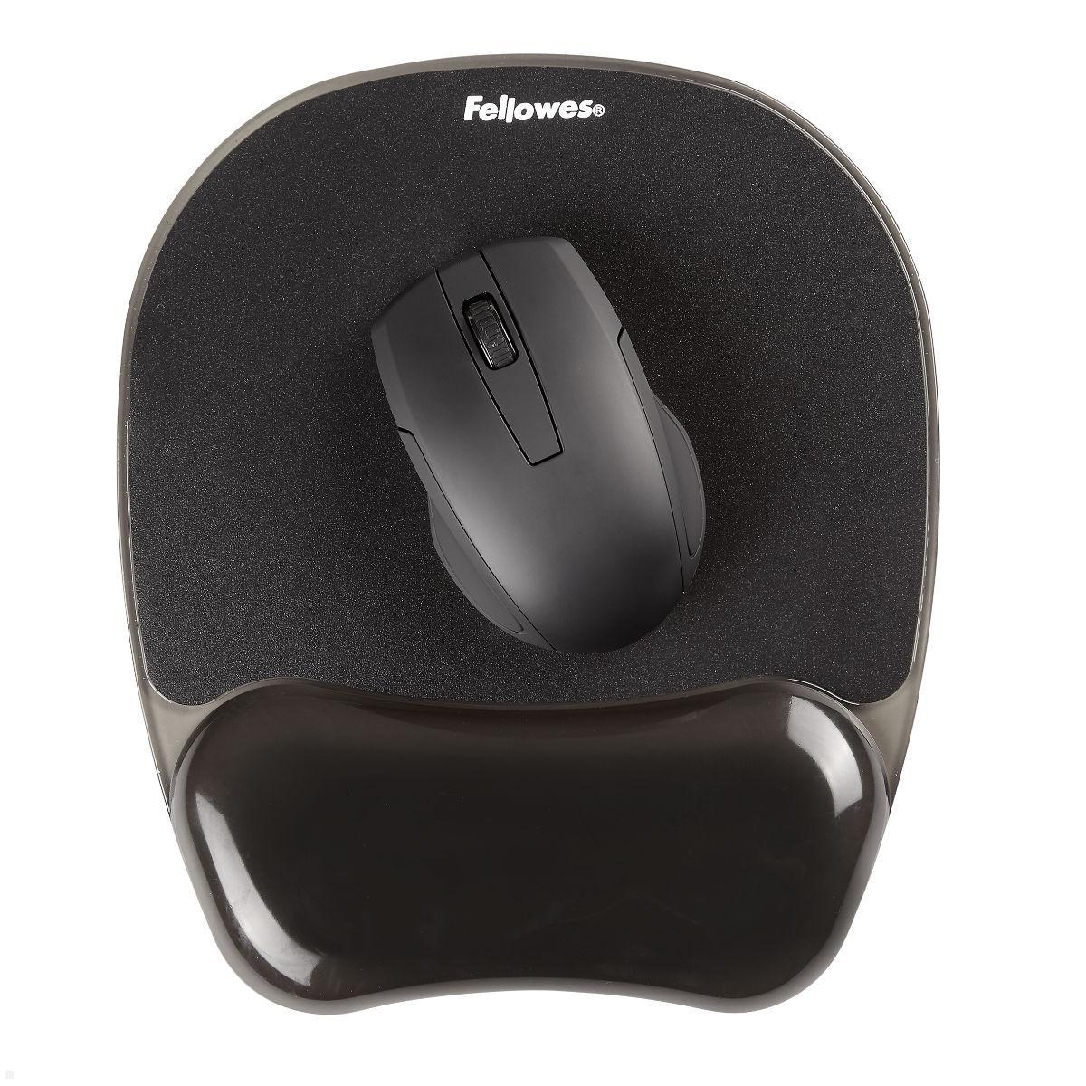 Fellowes Mauspad Crystals Gel mit Handgelenkauflage, Abbildung mit Maus Fellowes Mauspad Crystals Gel mit Handgelenkauflage, Abbildung mit Maus